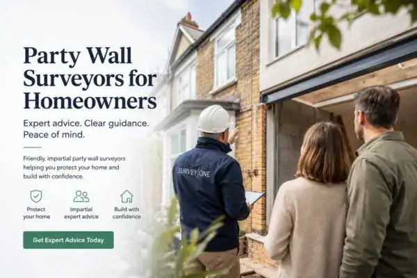 Image of couple with Party wall survey from Survey One
